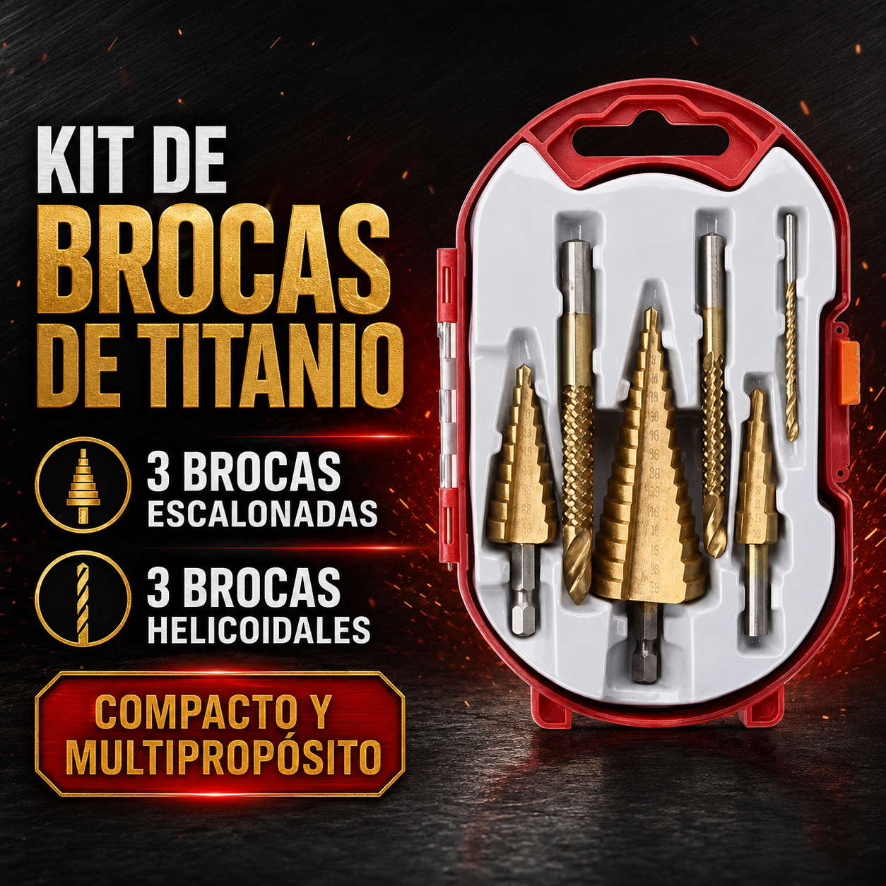 Kit de Brocas de titanio